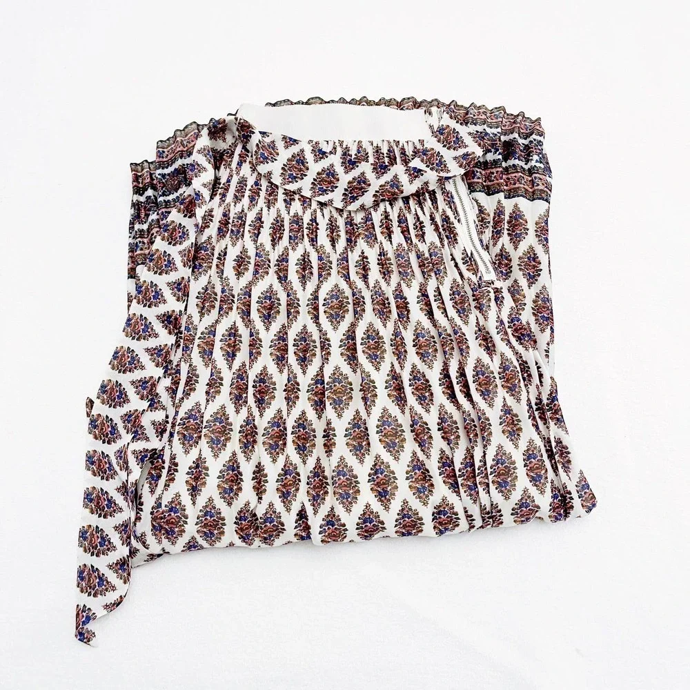 Madewell Pleated A-Line Skirt Flower Print Bohemian SZ4